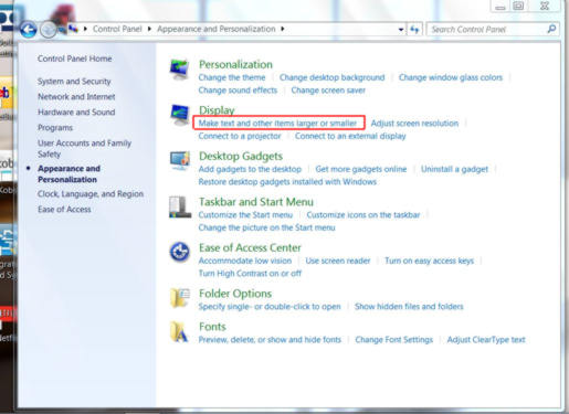windows 10 make text and other items larger or smaller